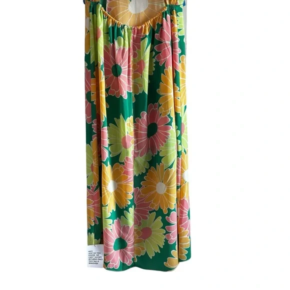 ASOS DESIGN Angel Sleeve Midi Dress Open Back in Large Floral Print Size 4 - Picture 8 of 9